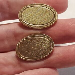 Vintage Avon Gold Tone Oval Brushed Texture Cufflinks 1970's